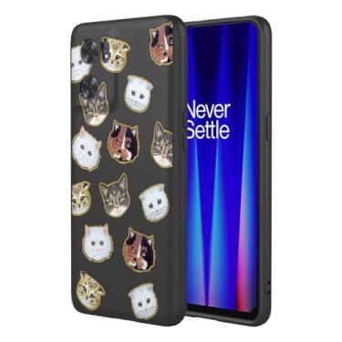 Imagem de KOARWVC Capa de telefone para OnePlus Nord CE 2, Oppo Reno7 SE 5G IV2201 capa fofa com design de padrão de gato, capa protetora fina de TPU macio para OnePlus Nord CE 2 5G gato preto