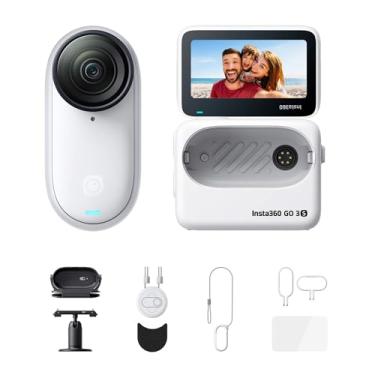 Imagem de Câmera Insta360 GO 3S de 128 GB branca, Action, portátil pequena 4K, POV sem usar as mãos, monte em qualquer lugar, estabilização, bateria de 140 minutos, impermeável até 10 m, POV de pets