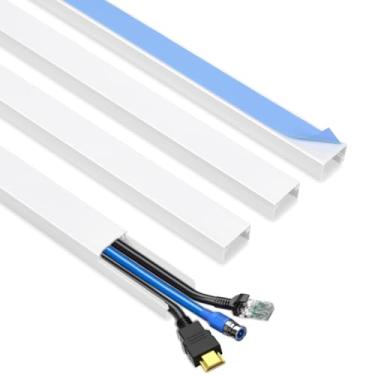 Imagem de Escondedor de cabos, ocultador de cabos de 159,5 cm, capas para fios na parede, capas de fio para cabos, ocultadores de fios para TV na parede, gerenciamento de cabos de fácil configuração, 4 x C 15,7