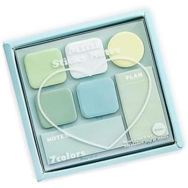 Imagem de 1 peça, pequenas notas adesivas verde-menta, conjunto de 4 estilos, material escolar fofo, remoção limpa, cadernos autoadesivos e blocos de escrita para escritório, escola, blocos de anotações