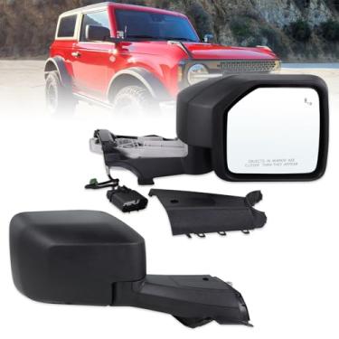 Imagem de Lqito Espelho lateral do passageiro direito compatível com Ford Bronco 2021 2022 2023 2024 2025 NO Fits Sport With Manual Folding Power Glass Heated Blind Spot Matte Black Replace#M2DZ-17682-B (7