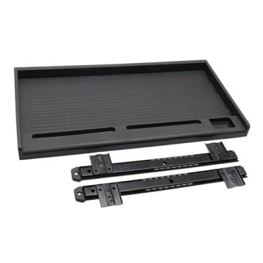 Imagem de KiBcsLic Sob o computador PC PC PC Draveta de teclado Slide Platform com parafusos para retângulo de acessórios para escritório em casa, Black 35mm W Rail