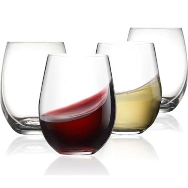 Imagem de Taça de vinho sem haste, taça de vinho tinto e branco 425 g, conjunto de 4 taças de bebida com aro durável resistente a lascas, taças de vinho grandes para melhor aeração, acessórios de vinho para