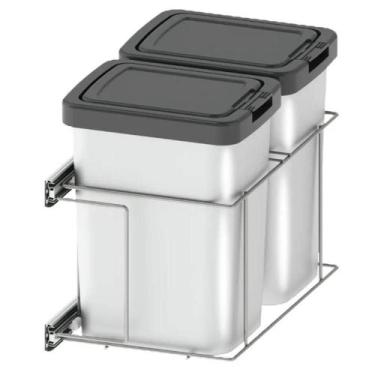 Imagem de Lixeira Dupla para Cozinha Suprema Corrediça Deslizante Lateral 9 litr