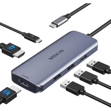 Imagem de Estação de ancoragem USB C para adaptador HDMI duplo hub USBC dois monitores HDMI para Windows, adaptador USB C com HDMI duplo, 3 portas USB, PD compatível com Dell XPS 13/15