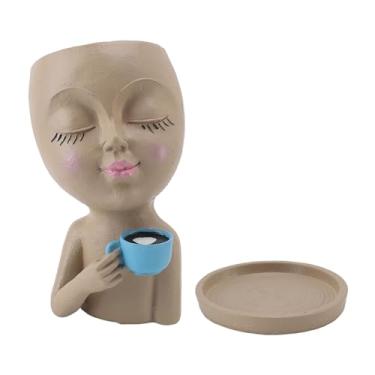 Imagem de Vaso de plantas suculentas decorativo criativo para beber café para ambientes internos e externos, prateleira de jardim, decoração de mesa (amarelo)