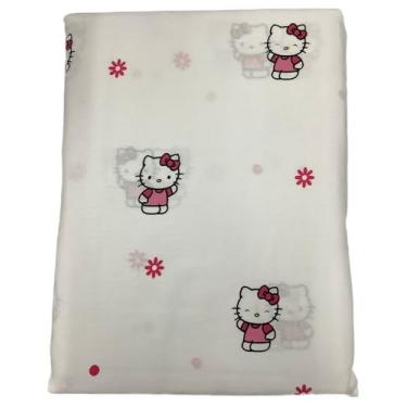 Imagem de Jay Franco & Sons, Inc. Jogo de lençol de algodão Hello Kitty (branco - margaridas e pontos, solteiro)