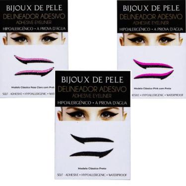 Imagem de Delineador Adesivo 3 Pares Preto, Rosa Claro e Rosa Pink - BIJOUX DE P