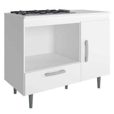 Imagem de Balcão Para Cooktop 4 Bocas Alecrim 1 Porta Branco Poliman