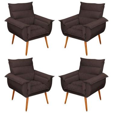 Imagem de Kit 04 Poltronas Decorativas Modernas Sala e Recepção Monza Pés Palito