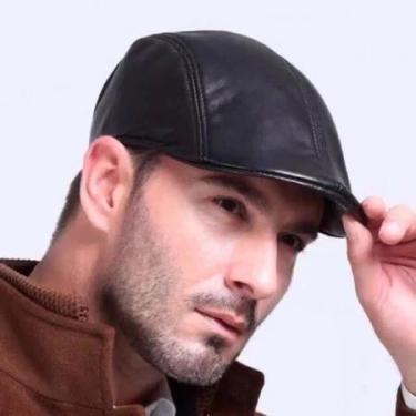 Imagem de Boina Estilo Italiano Masculina Lisa Preto Outono Inverno Material col