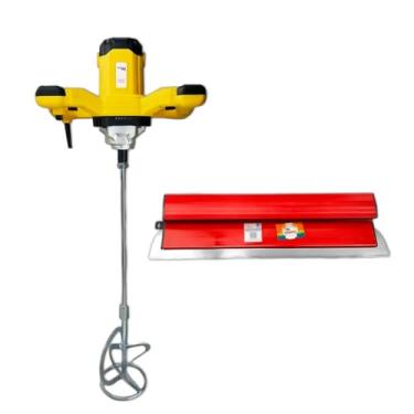 Imagem de Misturador de Concreto e Tinta Elétrico 1200w Menegotti para Pintura Efeitos e Desempenadeira Berox 60cm Para Pintores Pedreiros Profissional Kit - 127v