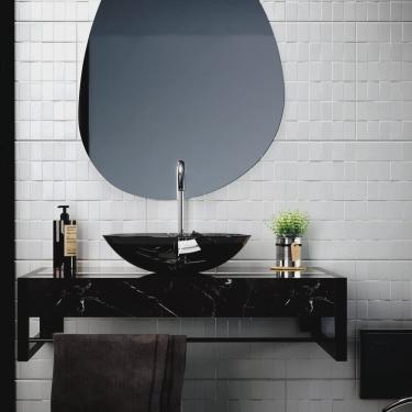 Imagem de Lavabo Porcelanato e Vidro 71,2cm Cris-Metal Cuba de Apoio Nero