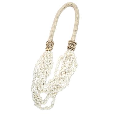 Imagem de Colar De Mesa Decorativo Concha E Algodao 57Cm