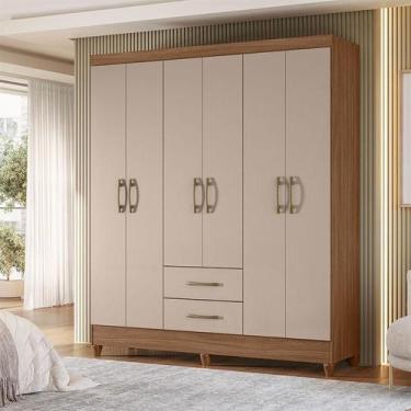 Imagem de Guarda Roupa Casal Ambiente Panamá 6 Portas Carvalho Fendi - Moval