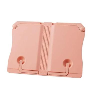 Imagem de Suporte ajustável dobrável para livros, prateleira de receitas abdominais, mesa escolar, escritório, casa, suporte antiderrapante portátil e fixo (rosa 27 x 19,6 cm)
