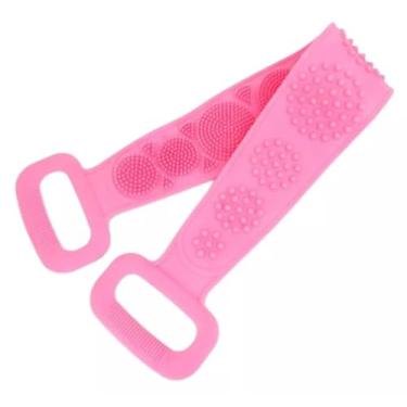Imagem de Escova De Banho Faixa Silicone Costas Esponja Bucha Esfoliar (Rosa)