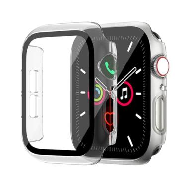 Imagem de idudu Pacote com 2 capas protetoras de tela para Apple Watch SE 3 (2025) SE 2/SE/Series 4 5 6 40 mm com vidro temperado | Protetor fino | Capa protetora rígida de PC de cobertura total | Compatível