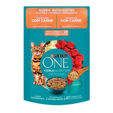 Imagem de Sachê Nestlé Purina One para Gato Adultos e Castrados sabor Carne 85g,