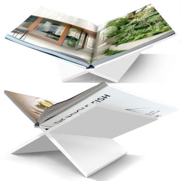 Imagem de Suporte de livro de acrílico | Suporte de livro | Suporte da Bíblia | Suporte de livro de receitas | Suporte de livro didático | Resistente | Suporte de exibição de livro aberto | Acrílico branco moderno | Para ler e exibir seu livro favorito