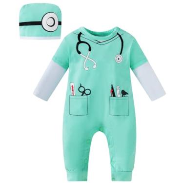 Imagem de Macaquinho para bebês meninos, fantasia de médico caubói motorista de carro policial macacão cosplay de Halloween, Médico, 18-24 Meses