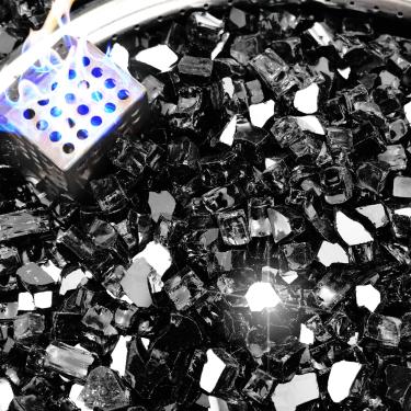 Imagem de NUPICK Vidro de fogo de 2,3 kg, vidro refletivo de 1/2 polegada, pedra de vidro de fogueira temperado para propano ou gás natural, pedras de vidro para mesa de fogueira, vidro de lareira para