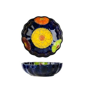 Imagem de Prato de cerâmica pintado à mão, prato de osso retrô para casa - Prato de pétalas Fanhua Impression 15 cm