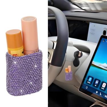 Imagem de Veseek Protetor labial de carro Bling para batom de batom, suporte de batom, suporte de batom para mulheres (Roxo)