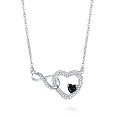 Imagem de Exqele Colar de coração para mulheres, pingente de coração infinito, colar de pedra de nascimento de cristal personalizado, presentes de aniversário de formatura para mãe, esposa, filha, namorada