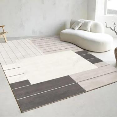Imagem de Tapete para sala de estar, mesa de centro luxuosa, tapete preto e branco, moderno e minimalista, cobertor de cabeceira para quarto (120 x 200 cm (3,9 x 6,6 pés/X-SJR 3))