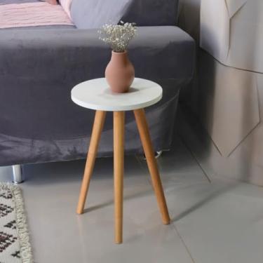 Imagem de Mesa De Canto e Centro Redonda Pe Palito Lateral Sofa (Branco)