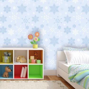 Imagem de Papel de Parede Infantil com Flocos de Neve Fofos - Inove Papéis de Pa