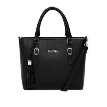 Imagem de Bolsa Feminina Rafitthy Tiracolo Média Texturizada Preta-Feminino