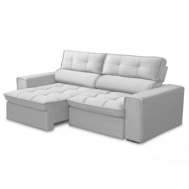 Imagem de Sofá Retrátil Reclinável 3 Lugares 240cm Blanches F05 Veludo Prata - Mpozenato