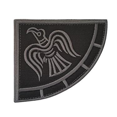 Imagem de Rare Viking Raven Banner Morale Tactical ACU Odin God of War Patch de gancho bordado (blackout subjugado)