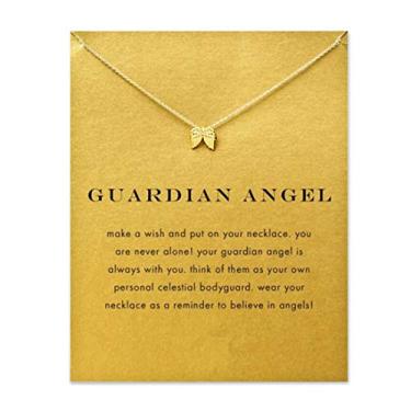 Imagem de HUNO Dainty Lucky Elephant Horseshoe Clavícula Chaveiro Anjo Asa Hexagram Colar com Pingente Estrela Amizade Joia BFF