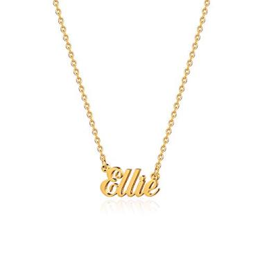 Imagem de Hidepoo Colar com nome personalizado – Colar com pingente de nome de aço inoxidável, corrente delicada com nome de letra, joias personalizadas, presentes para mulheres, Metal