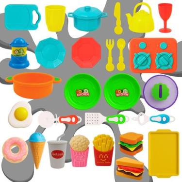 Imagem de Comidinha Brinquedo Pratinho Talher Cozinha Fogão Fast Food - STORE SH