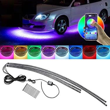 Imagem de Luzes de iluminação de carro exteriores Dream Color para carro 4 peças (5 x 150 cm + 5 x 89 cm) Tiras de LED com controle de aplicativo, sincronizadas com música para carro, SUVs, caminhões. DC12V.