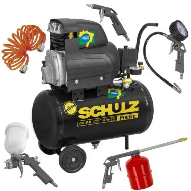 Imagem de Compressor de Ar Portátil Schulz CSI8,6 pratiko 8,6PCM 25LT Kit Acessórios 110V