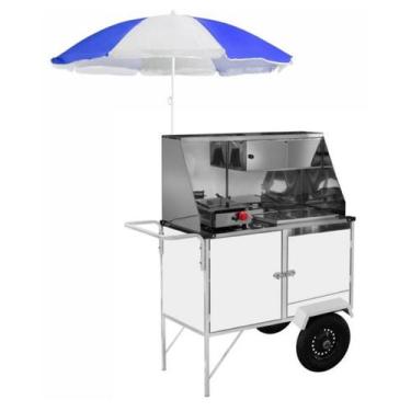 Imagem de Carrinho Cachorro de Quente e Lanche com Rodas Pneumáticas e Guarda So