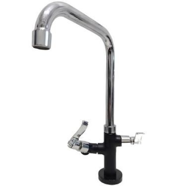 Imagem de Torneira preto fosco gourmet mesa, bica móvel quadrada-  com saida adi
