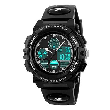 Imagem de Relógio para meninos, multifuncional, à prova d'água, para crianças, esportes, relógios digitais, para meninos, Preto, Children