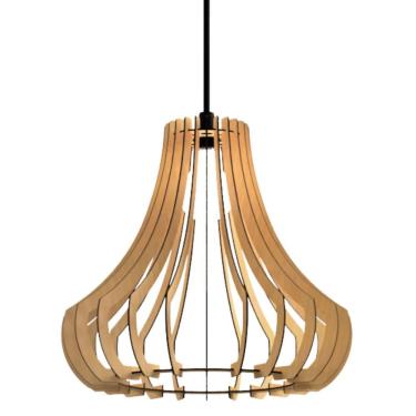 Imagem de Luminária Teto Tipo Pendente Gancho Mdf Completa - Cor:mdf Cru