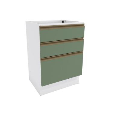 Imagem de Balcão 3 Gavetas Kappesberg Celeste 100% Mdf Branco-verde Oliva 60cm