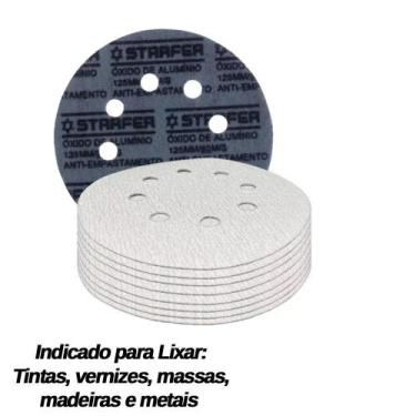 Imagem de Kit 300 Disco De Lixa Tiras aderentes Branco 125Mm Grão 150/220/320 - 
