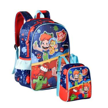 Imagem de Kit Mochila de Costas + Lancheira Clio Style Gato Galactico, Azul