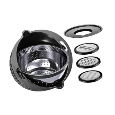 Imagem de Ioensy Conjunto de escorredor com tigela para misturar alimentos, drenagem rápida, cesta de lavagem de frutas e vegetais para macarrão, arroz, limpador de, Preto