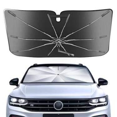 Imagem de Guarda-sol portátil para para-brisas personalizado adequado para Volkswagen Tiguan 2018-2023, 2 em 1 cristal de gelo durável guarda-chuva compacto sombra UPF50+ UV proteção contra isolamento térmico