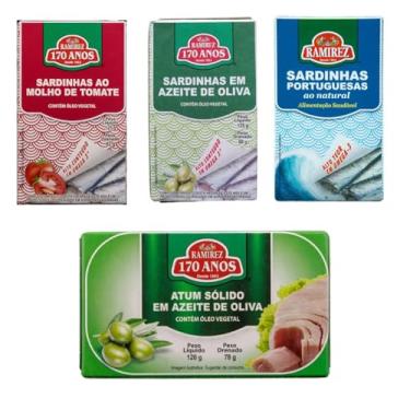 Imagem de Sardinha RAMIREZ (Ao Natural + Azeite de Oliva Extra Virgem + Molho de Tomate) e Atum em Azeite de Oliva Extra Virgem - Produto de Portugal - Tampa Abre Fácil